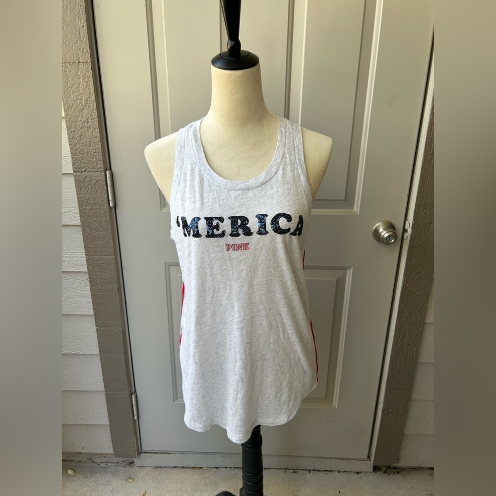 Pink Victorias Secret Merica Bling Tank Top